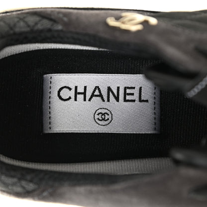 Chanel Mesh Suede Calfskin Quilted Sneakers 39 Black Dark Grey 6 of 10