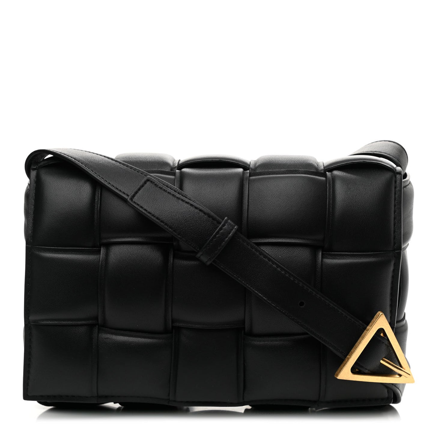 Nappa Maxi Intreccio Padded Cassette Crossbody Bag Black