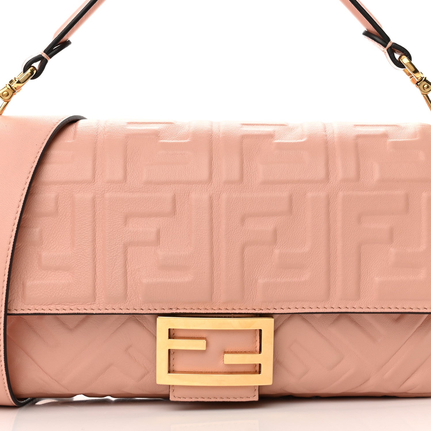 Fendi Nappa FF 1974 Embossed Baguette Rosa Bourbon 8 of 11
