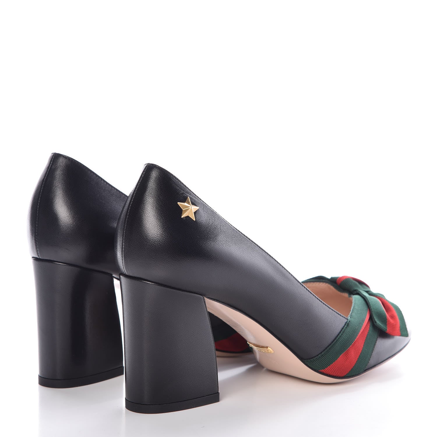 Gucci Calfkin Web Bow Pumps 38 Black 4 of 10