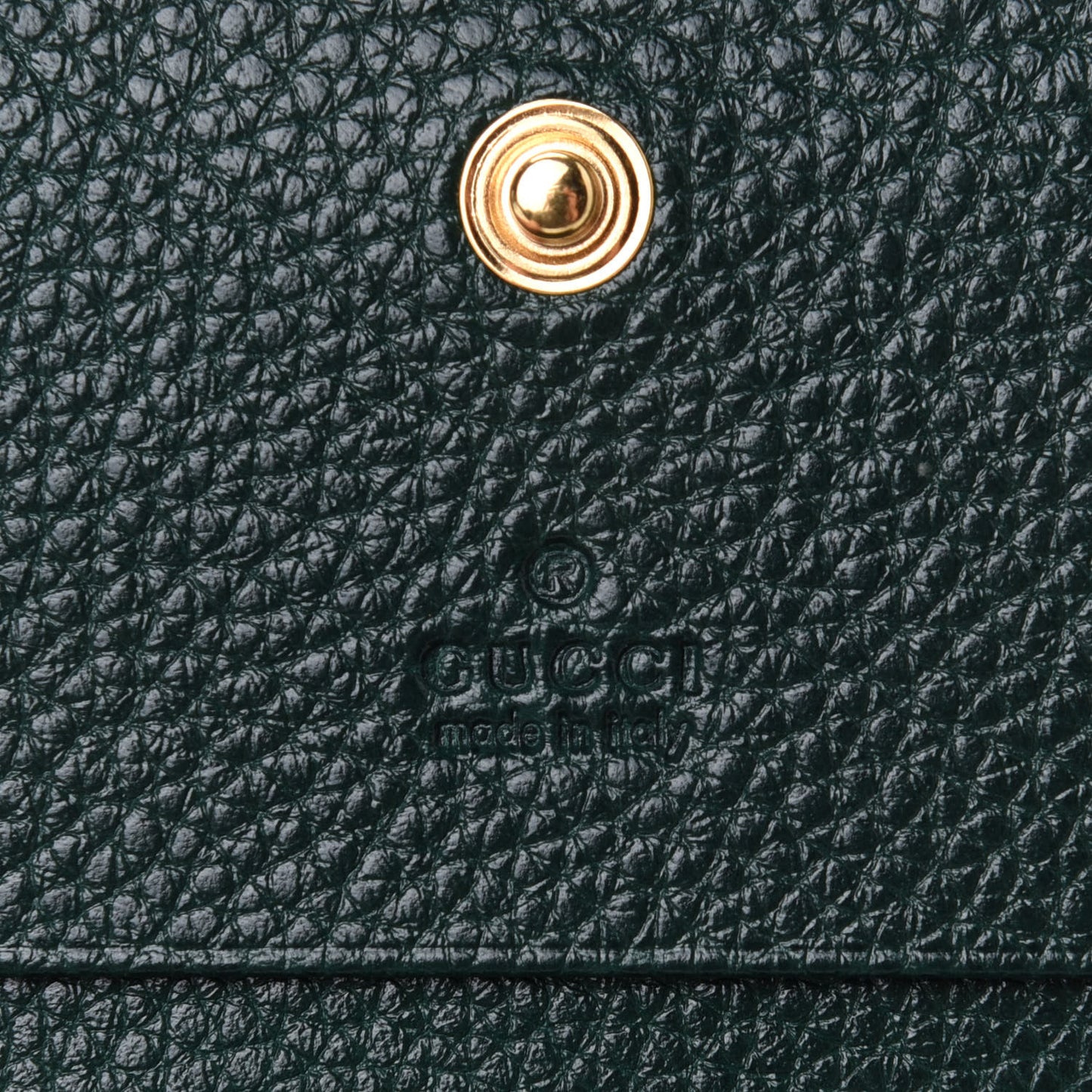 Grainy Calfskin Zumi Chain Card Case Wallet Vintage Green