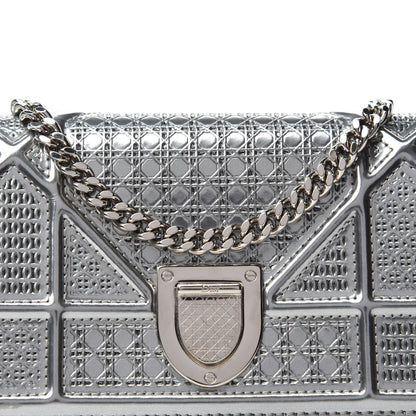 Christian Dior Metallic Patent Micro-Cannage Baby Diorama Flap Bag Silver 11 of 11