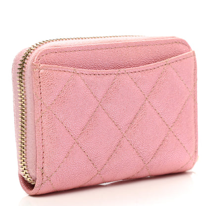 Chanel Iridescent Caviar Quilted Zip Coin Purse Pink 3 of 9