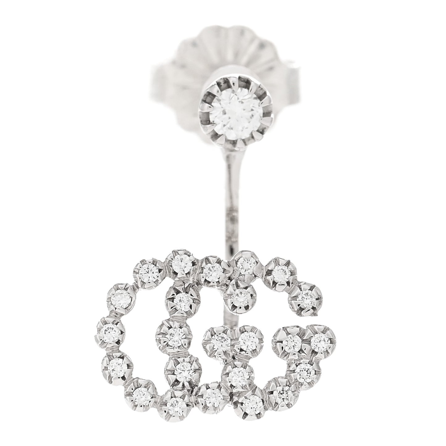 18K White Gold Diamond Running G Single Earring