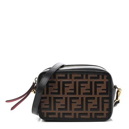 Fendi Vitello Century Bi-Color FF 1974 Embossed Mini Camera Case Maya Black 1 of 11
