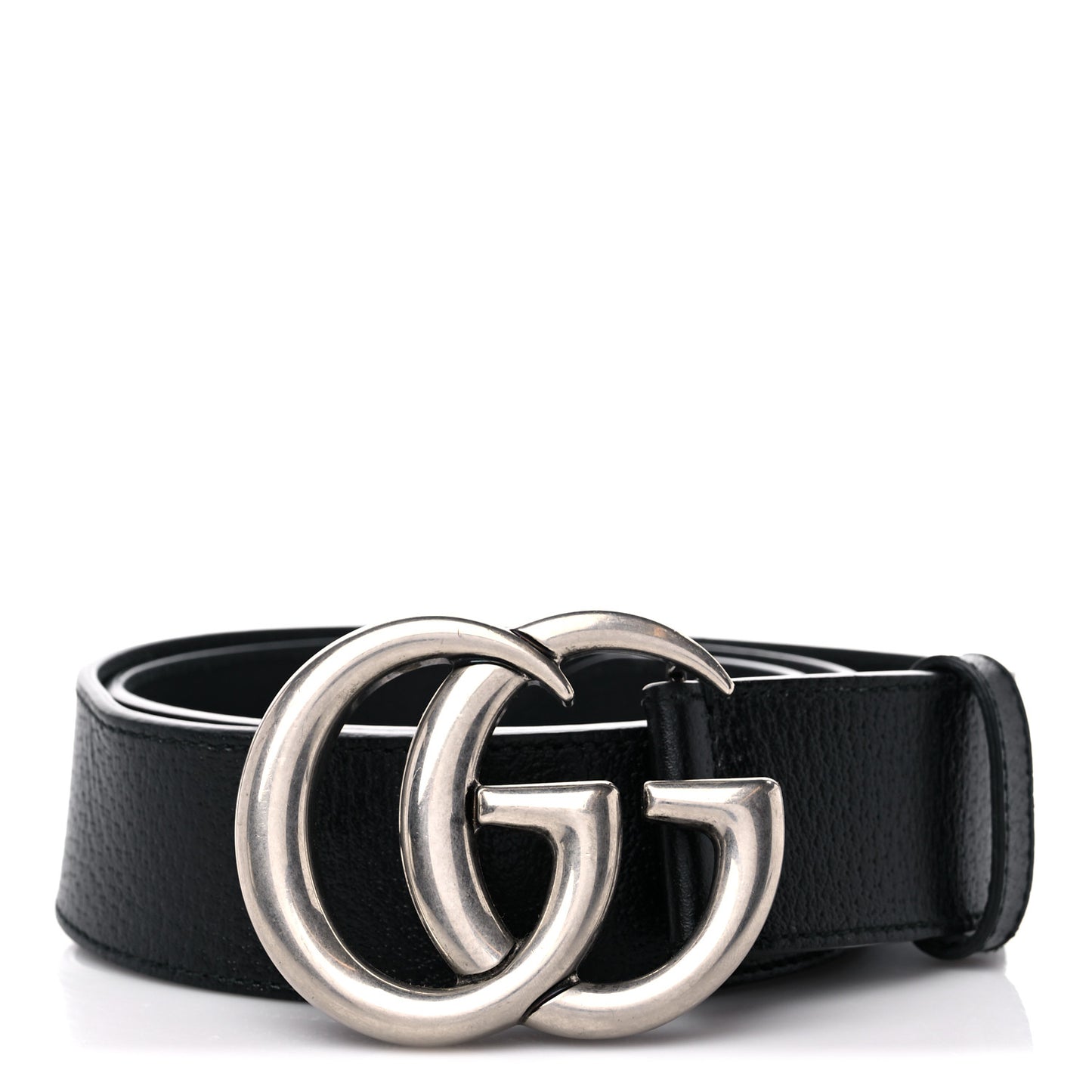 Textured Dollar Calfskin Nickel Double G 40mm Belt 80 32 Black