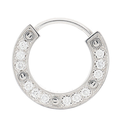 Cartier 18K White Gold Diamond Pave Single LOVE Hoop Earring 1 of 7