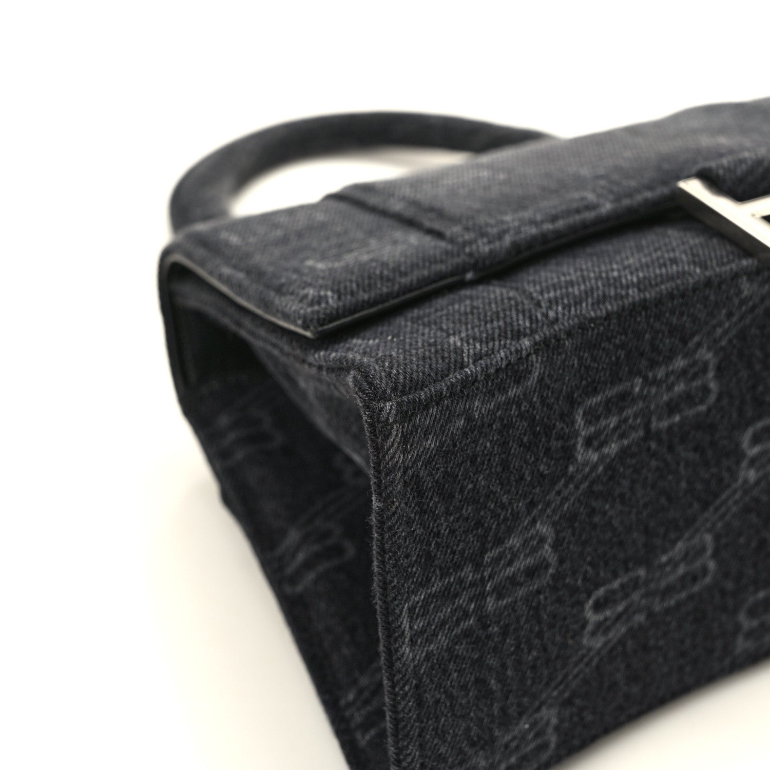 Balenciaga Denim BB Monogram Small Hourglass Top Handle Bag Black 11 of 13