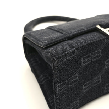 Balenciaga Denim BB Monogram Small Hourglass Top Handle Bag Black 11 of 13