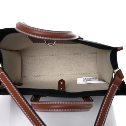 Burberry Canvas Smooth Calfskin Mini Two Tone Freya Tote Black Tan 5 of 11