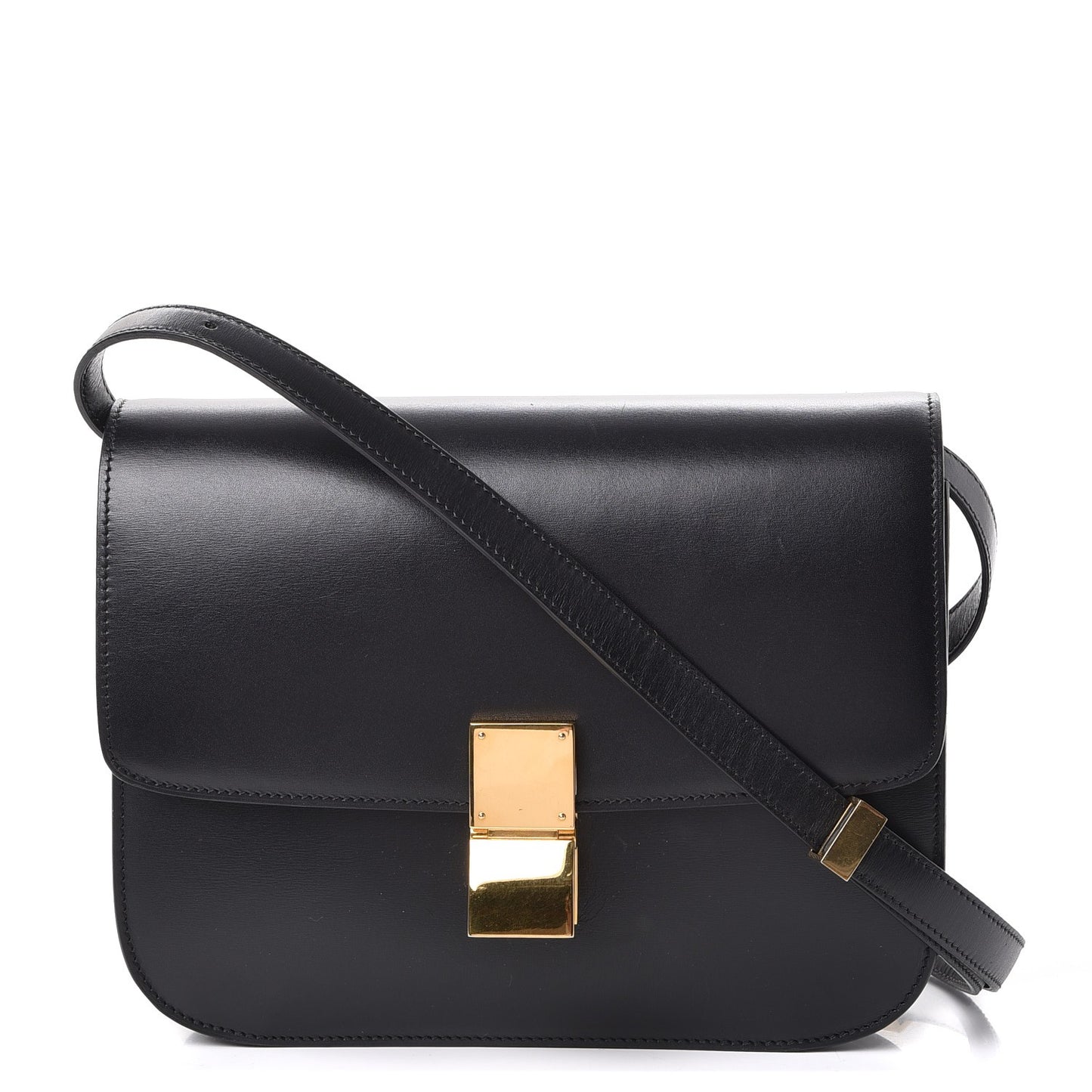Box Calfskin Medium Classic Box Flap Bag Black
