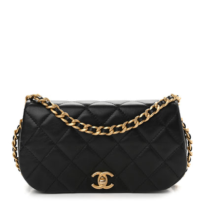 Chanel Calfskin Quilted Coco Mail Clutch With Chain Black 1 of 10