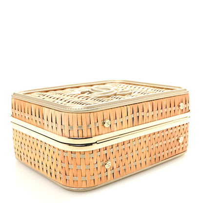 Chanel Raffia Calfskin Medium CC Filigree Vanity Case Gold 5 of 11