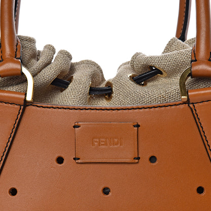 Fendi Calfskin Linen Perforated Medium B Fab Tote Miel Grezzo 16 of 16