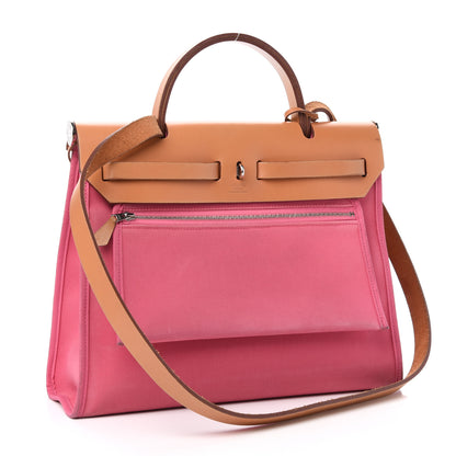 Hermes Vache Hunter Toile Herbag Zip 31 PM Rose Lipstick 5 of 16