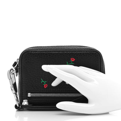 Alexander Wang Pebbled Lambskin Rose Large Fumo Clutch Black 2 of 9
