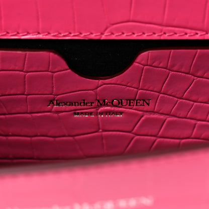 Alexander McQueen Shiny Crocodile Embossed Jeweled Satchel Peony Pink 7 of 10