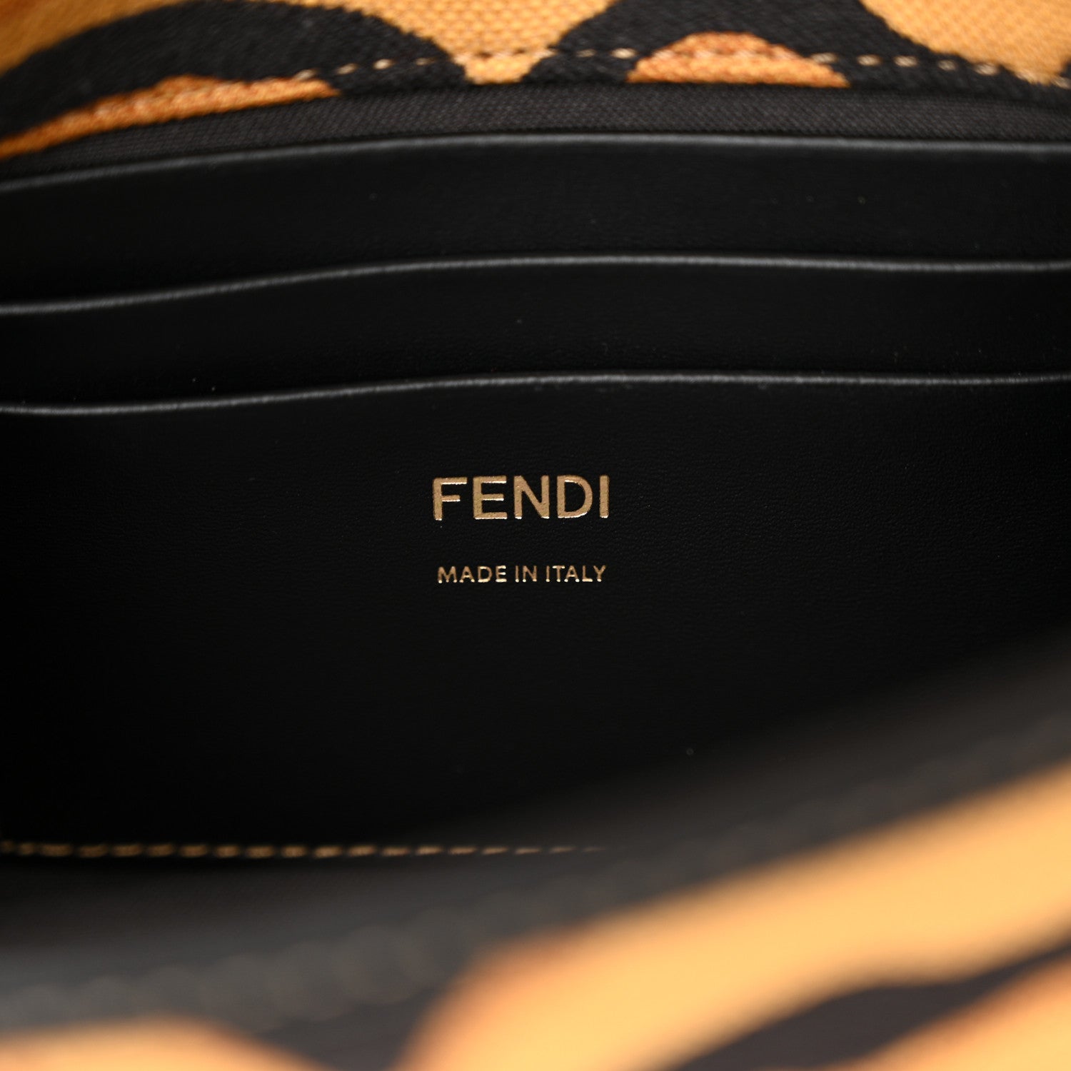 Fendi Canvas Chinese New Year Tiger Embroidered Mini Baguette Black Dark Yellow 6 of 11