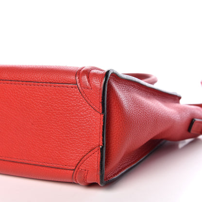 Celine Drummed Calfskin Nano Luggage Coquelicot 6 of 14
