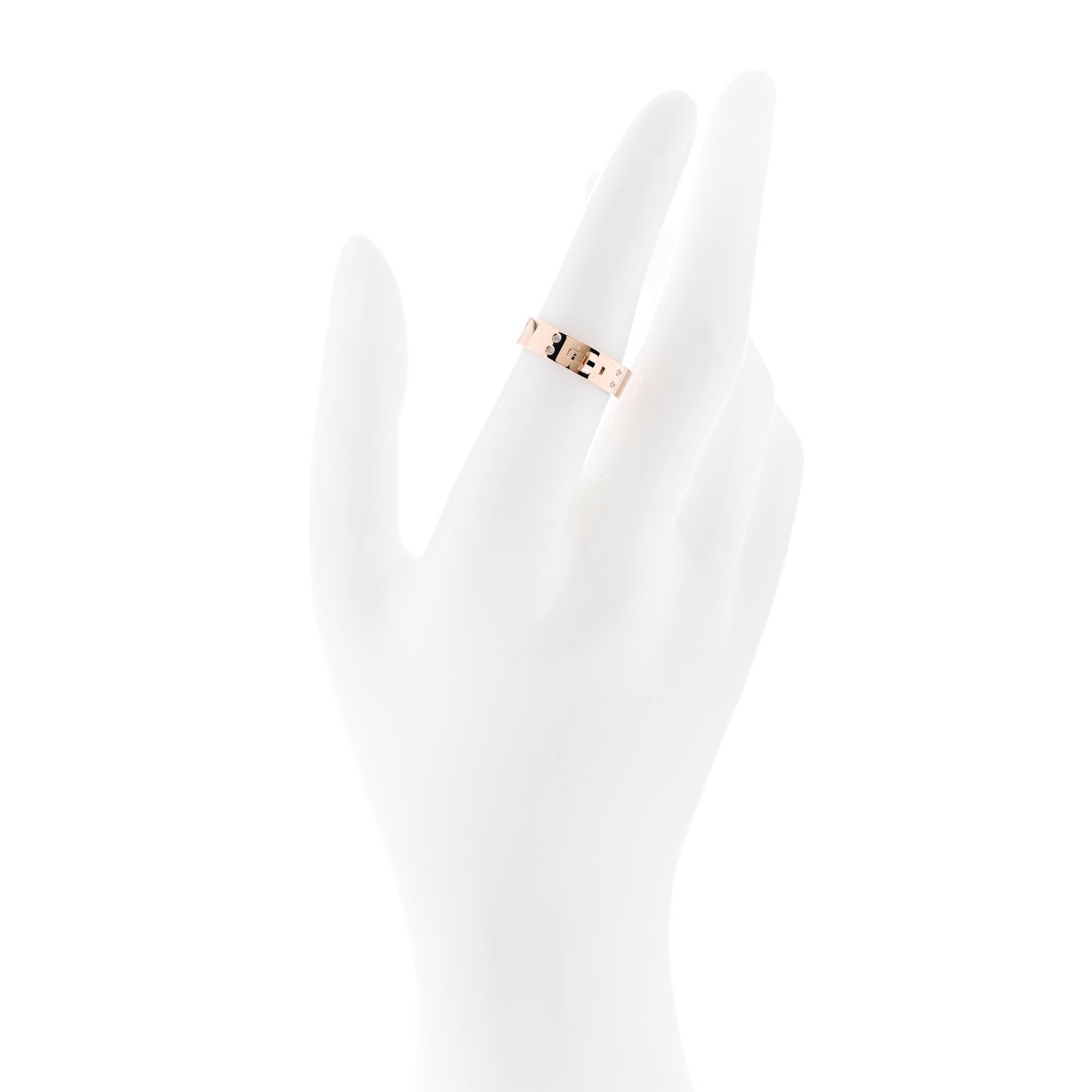 Hermes 18K Rose Gold Diamond PM Kelly Ring 53 6.5 2 of 5
