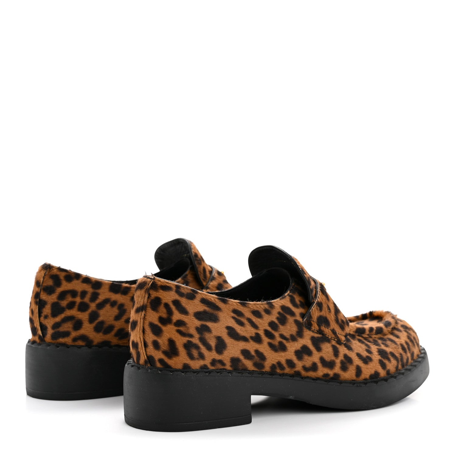 Prada Calf Hair Metal Triangle Logo Double Chocolate Loafers 39 Honey 5 of 8