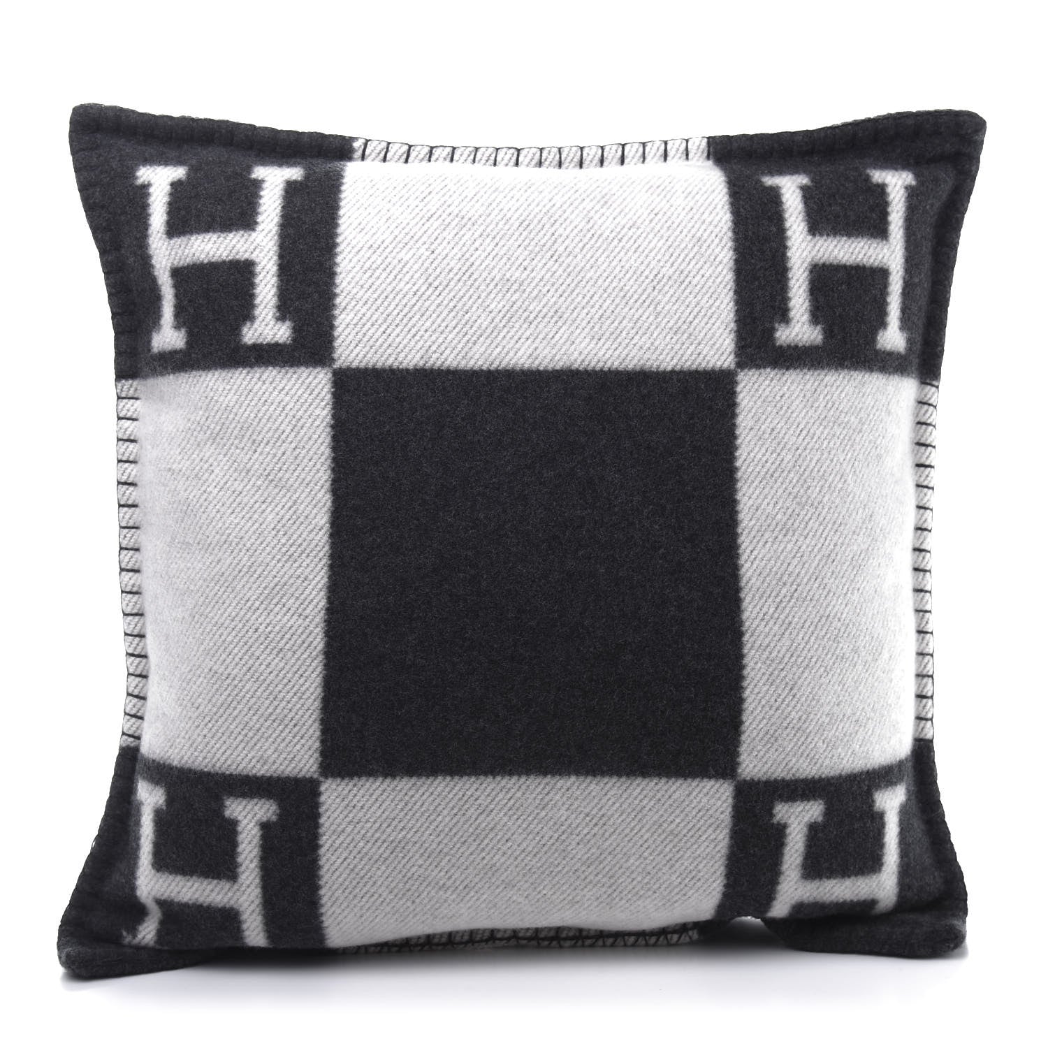 Hermes Wool Cashmere Avalon Pillow PM Ecru Gris Fonce 1 of 7