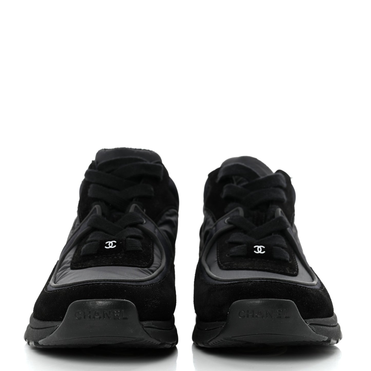 Fabric Calfskin Suede CC Sneakers 39.5 Black