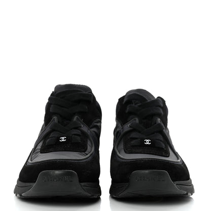 Chanel Fabric Calfskin Suede CC Sneakers 39.5 Black 2 of 9