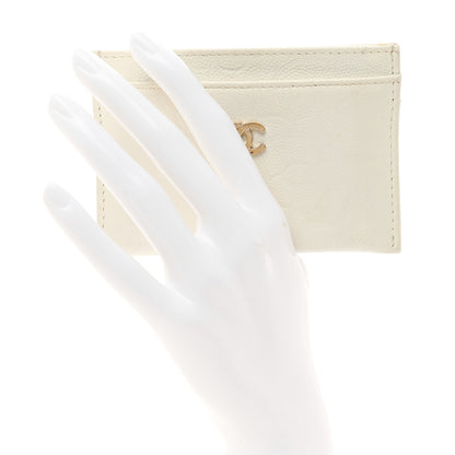 Chanel Caviar Camellia Embossed Card Holder White 2 of 10