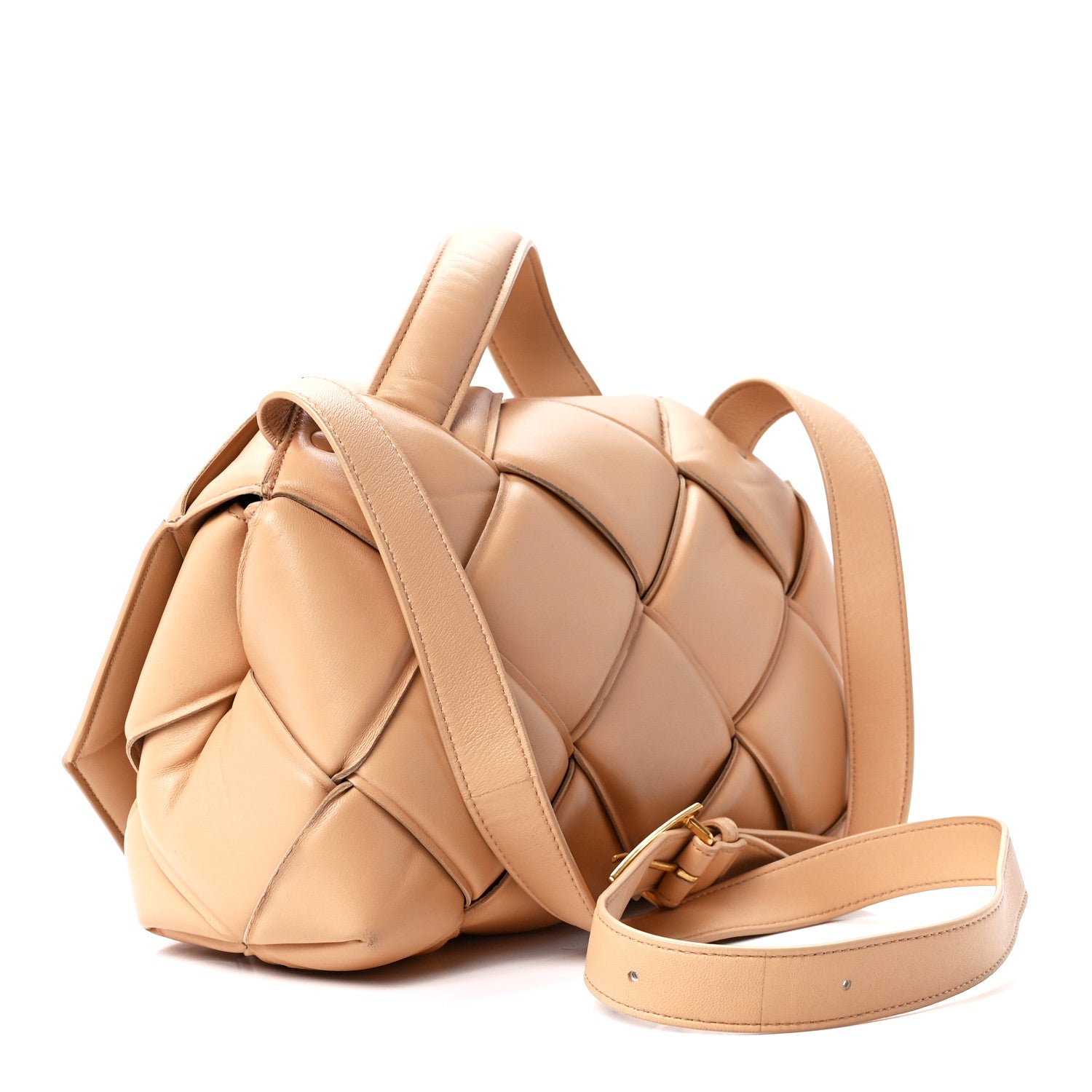 Bottega Veneta Nappa Intreccio Padded Top Handle Shoulder Bag Almond 3 of 13