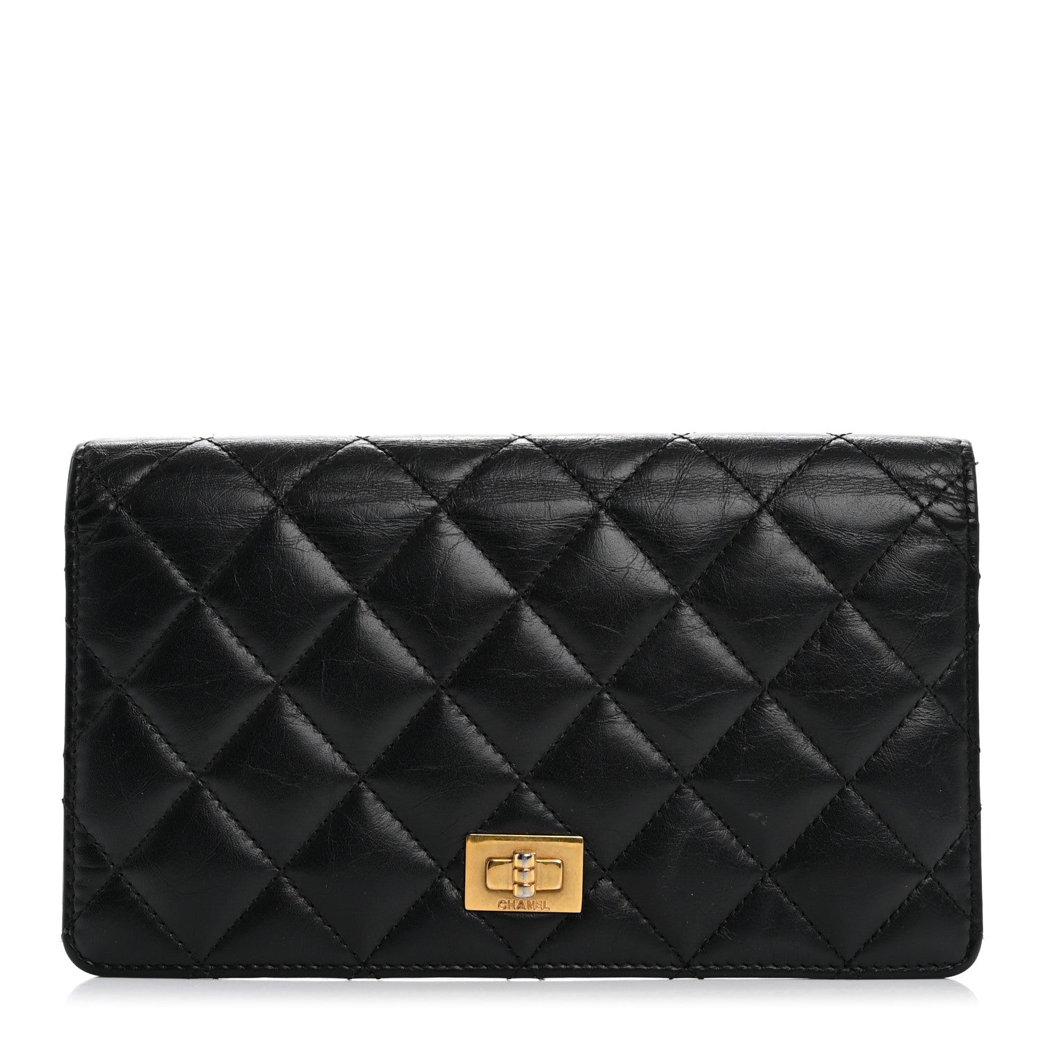 Chanel Aged Calfskin Quilted Reissue Yen Wallet Black 1 of 11