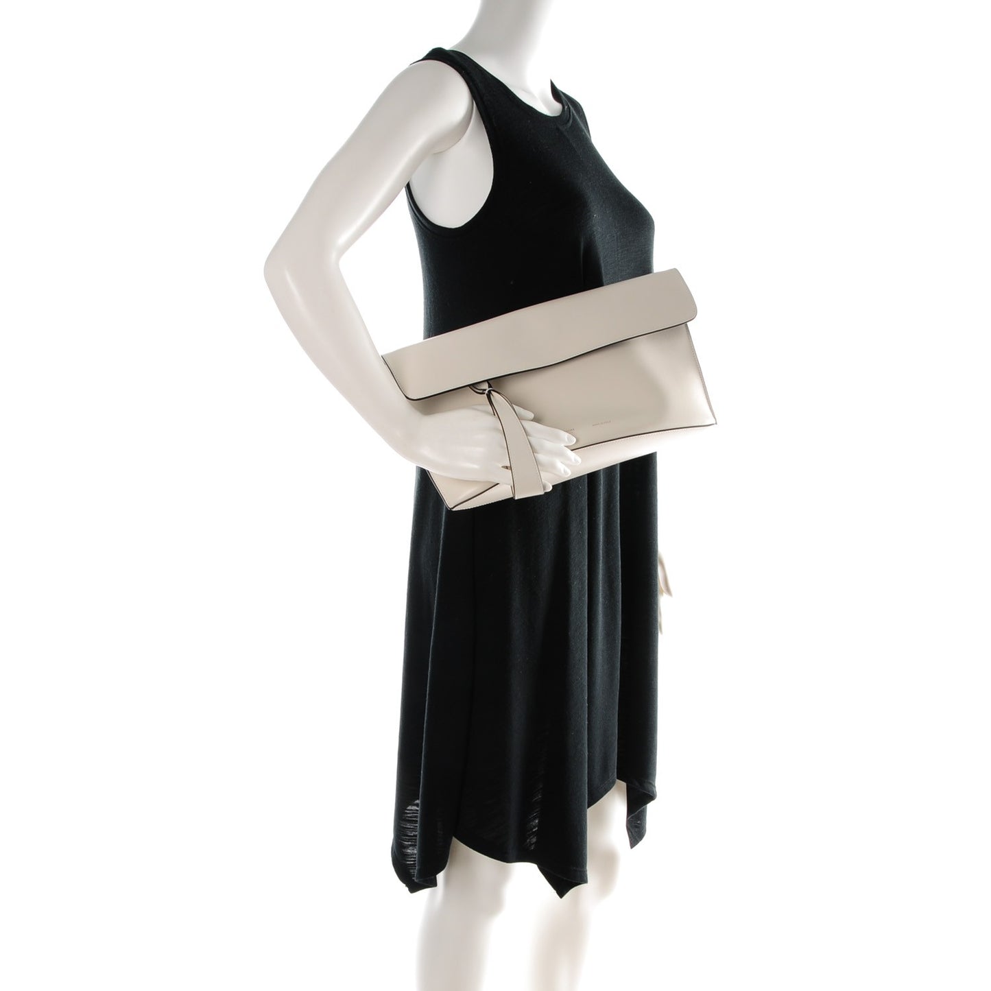 Palmelato Calfskin Curved Evening Clutch White