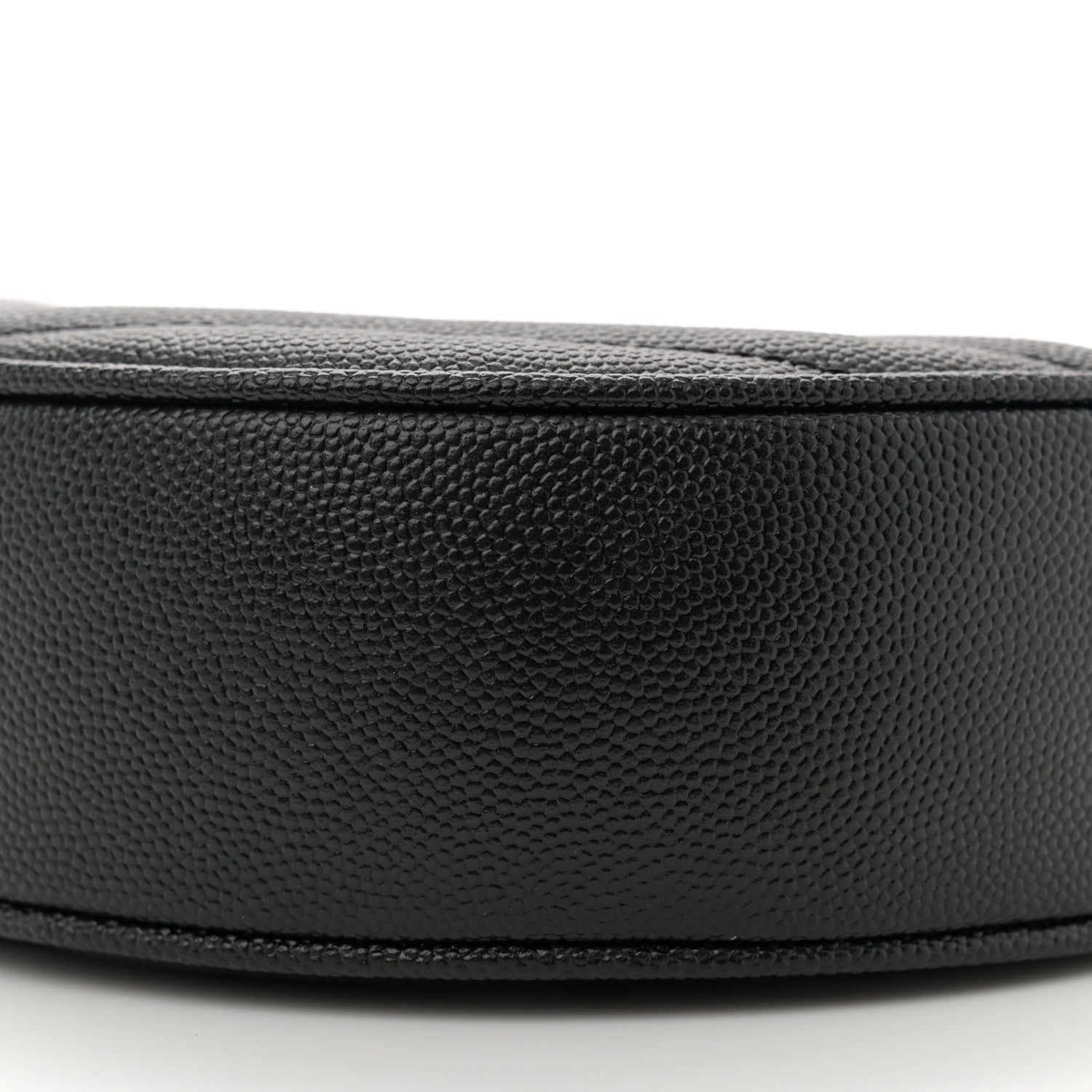 Saint Laurent Grain De Poudre Matelasse Chevron Quilted Round Vinyle Camera Bag Black 10 of 11