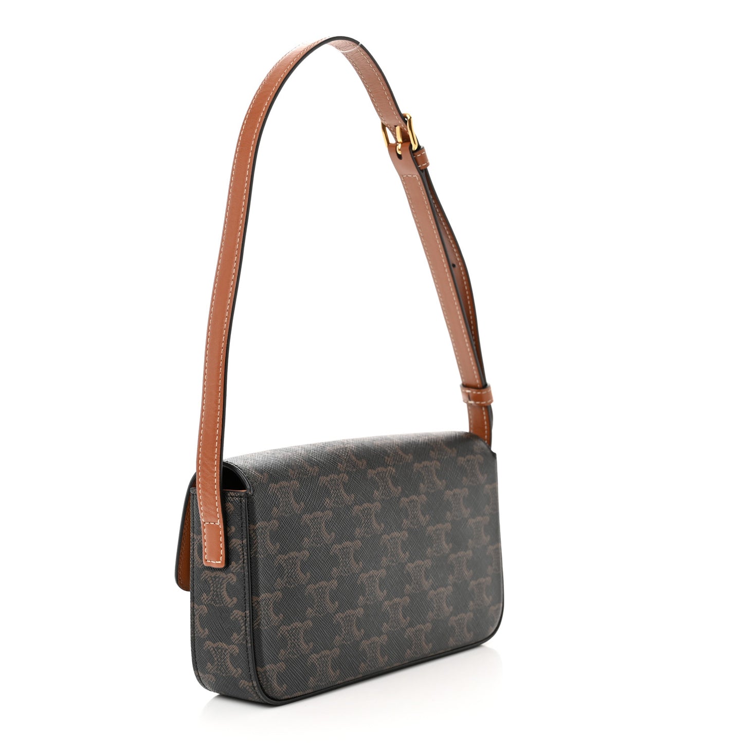 Canvas Calfskin Triomphe Shoulder Bag Tan