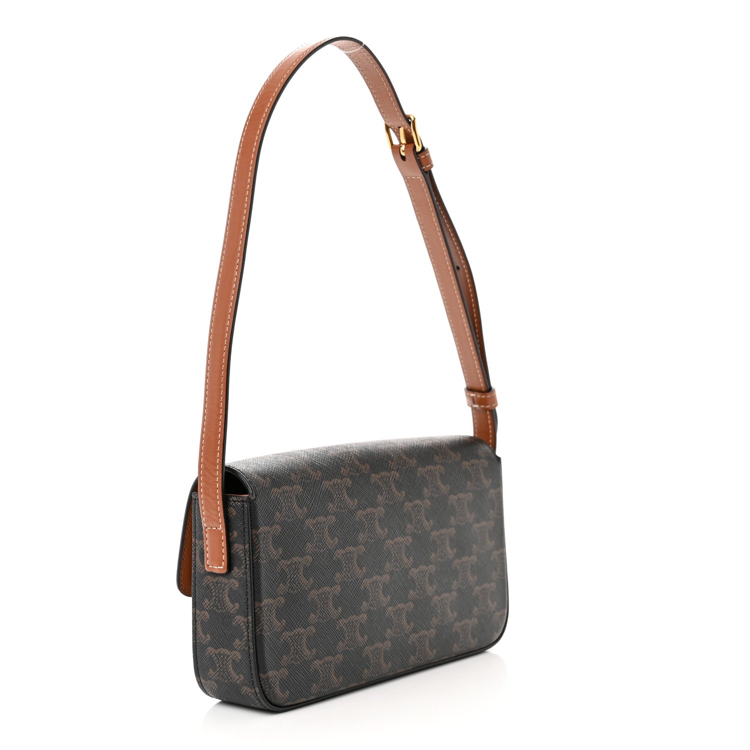Celine Canvas Calfskin Triomphe Shoulder Bag Tan 3 of 12