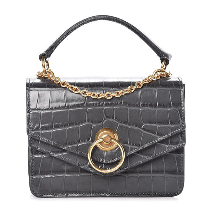Mulberry Calfskin Crocodile Embossed Small Harlow Satchel 1 of 7