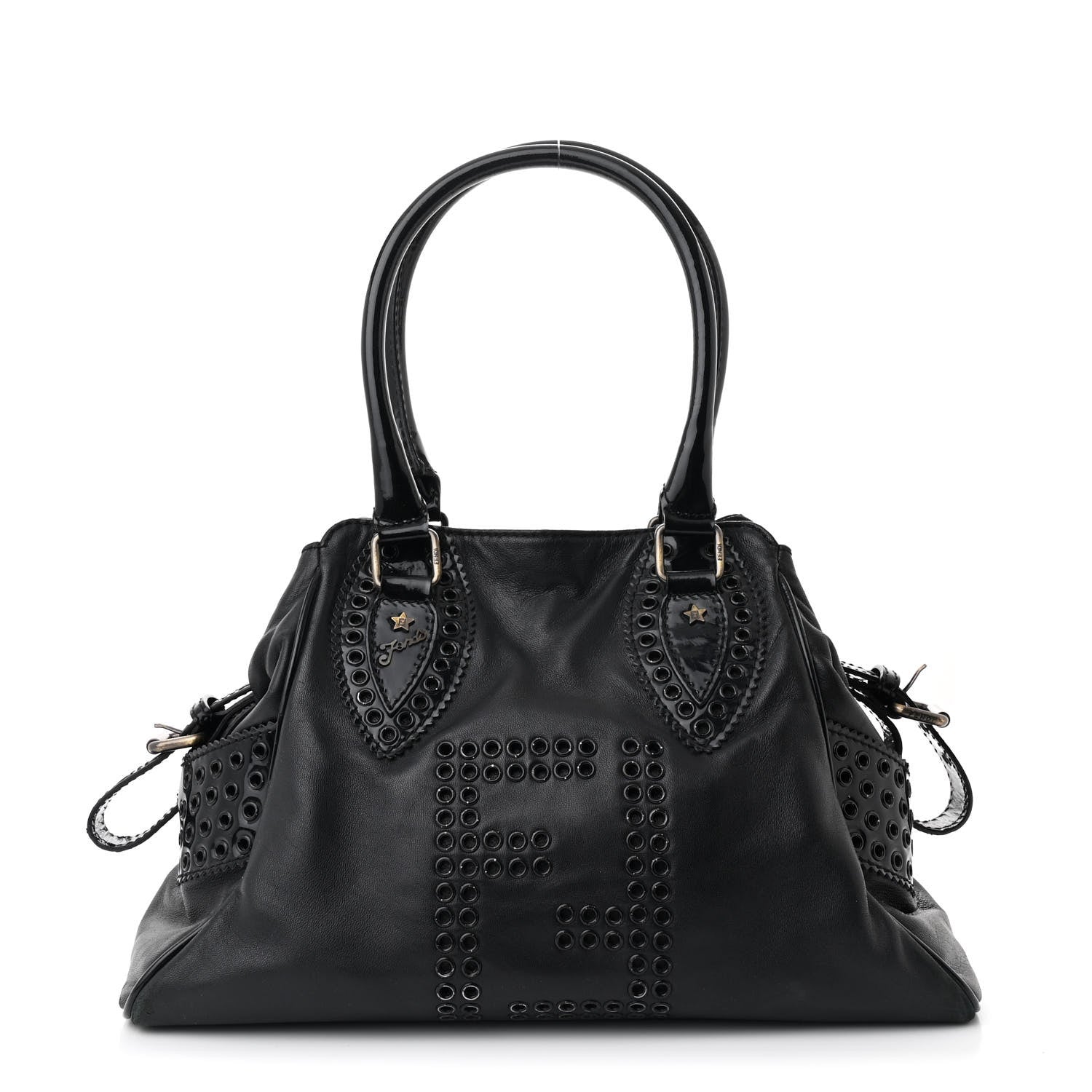 Fendi Nappa Patent Perforated Small Bag De Jour Black 1 of 10
