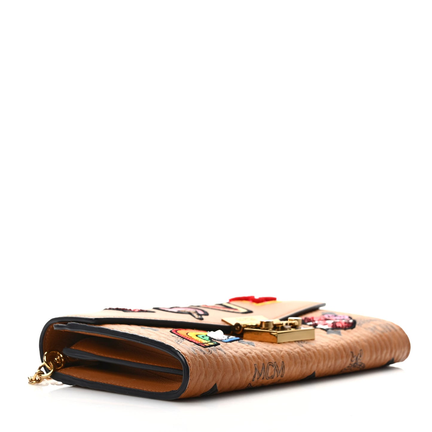 Visetos Large Patricia Love Patch Wallet On Chain Cognac