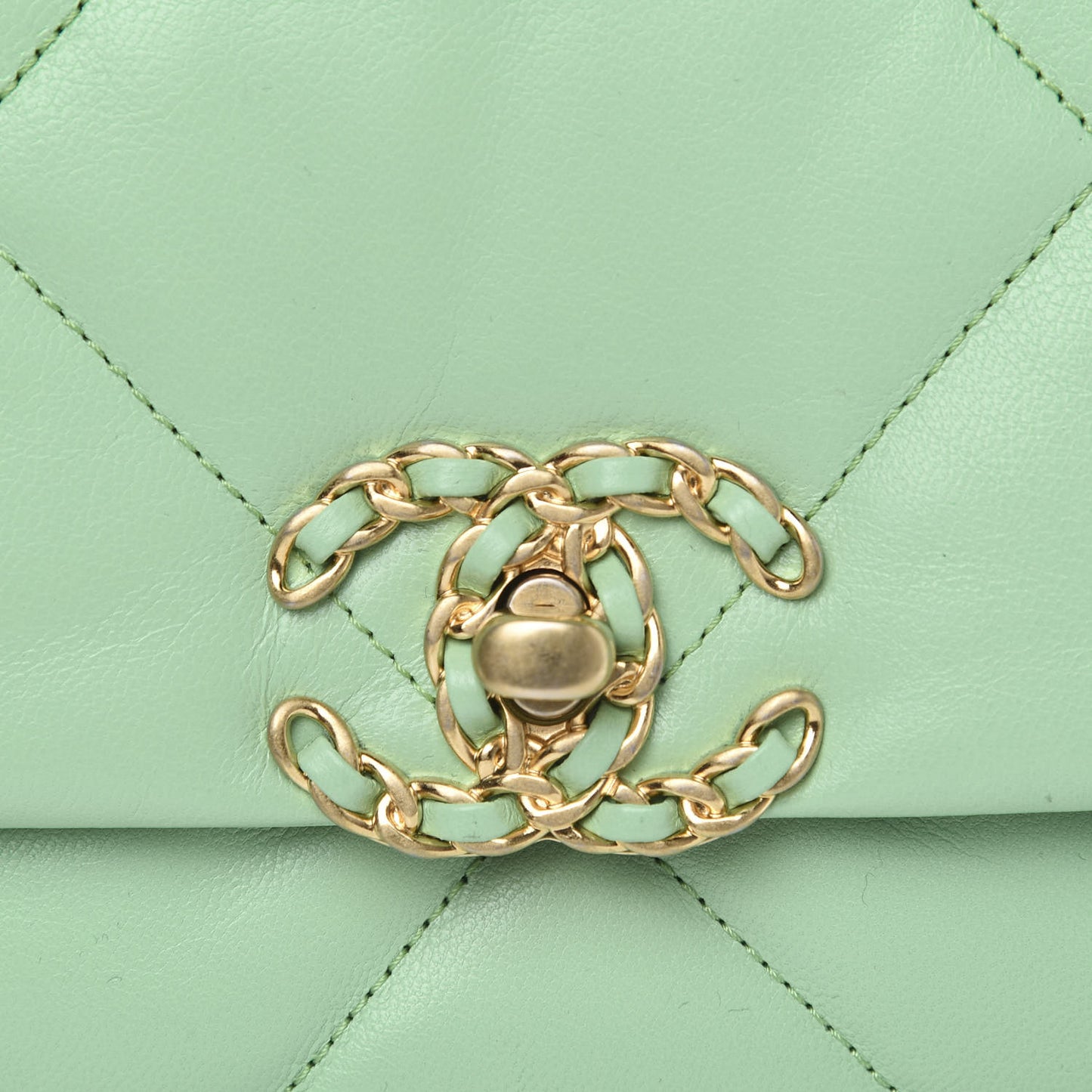 Goatskin Quilted Medium 19 Flap Light Green