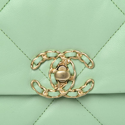 Chanel Goatskin Quilted Medium 19 Flap Light Green 10 of 11