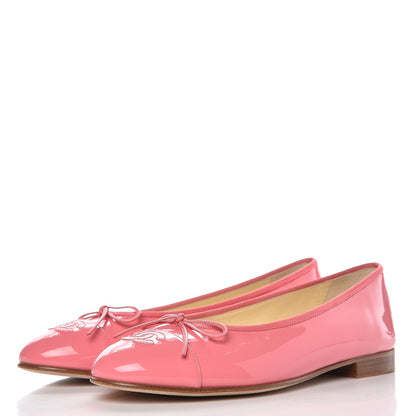 Chanel Patent Calfskin CC Cap Toe Ballerina Flats 39.5 Light Pink 3 of 9