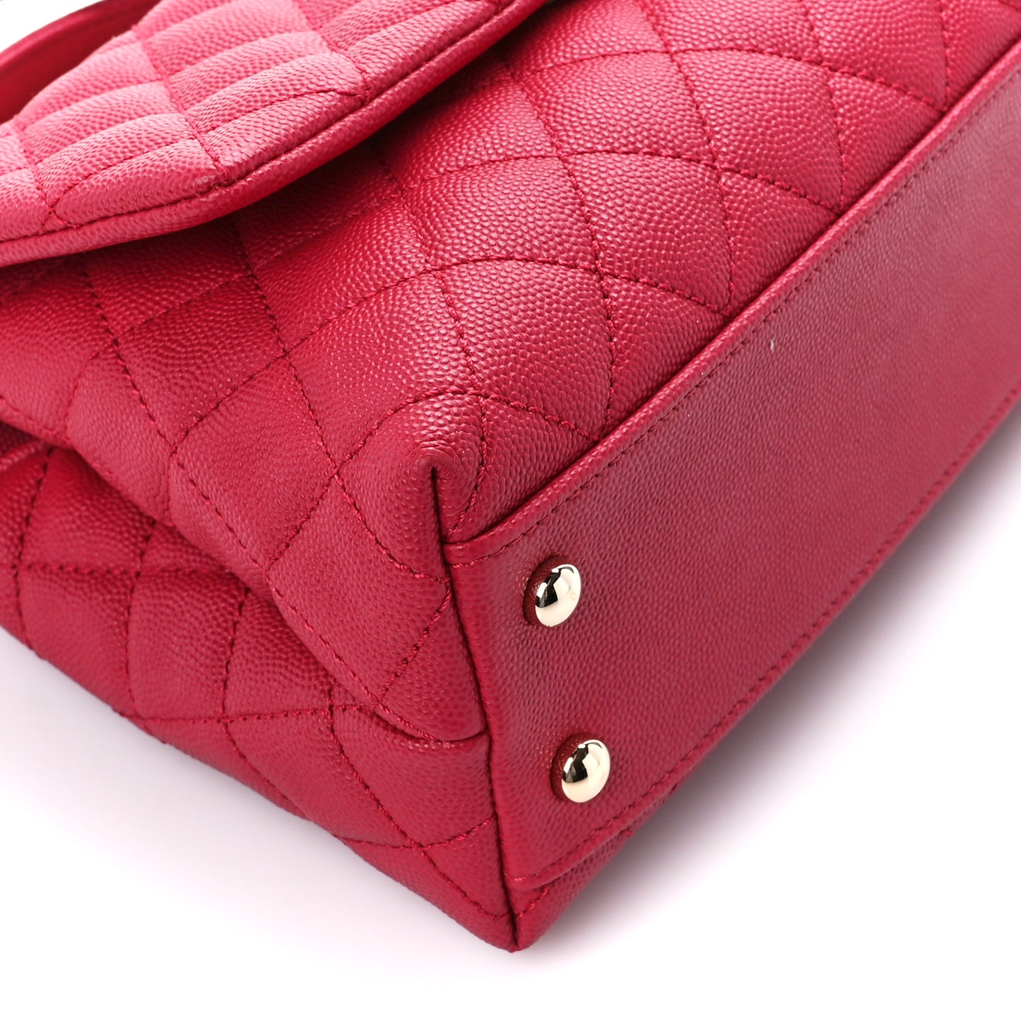 Caviar Quilted Mini Coco Handle Flap Dark Pink