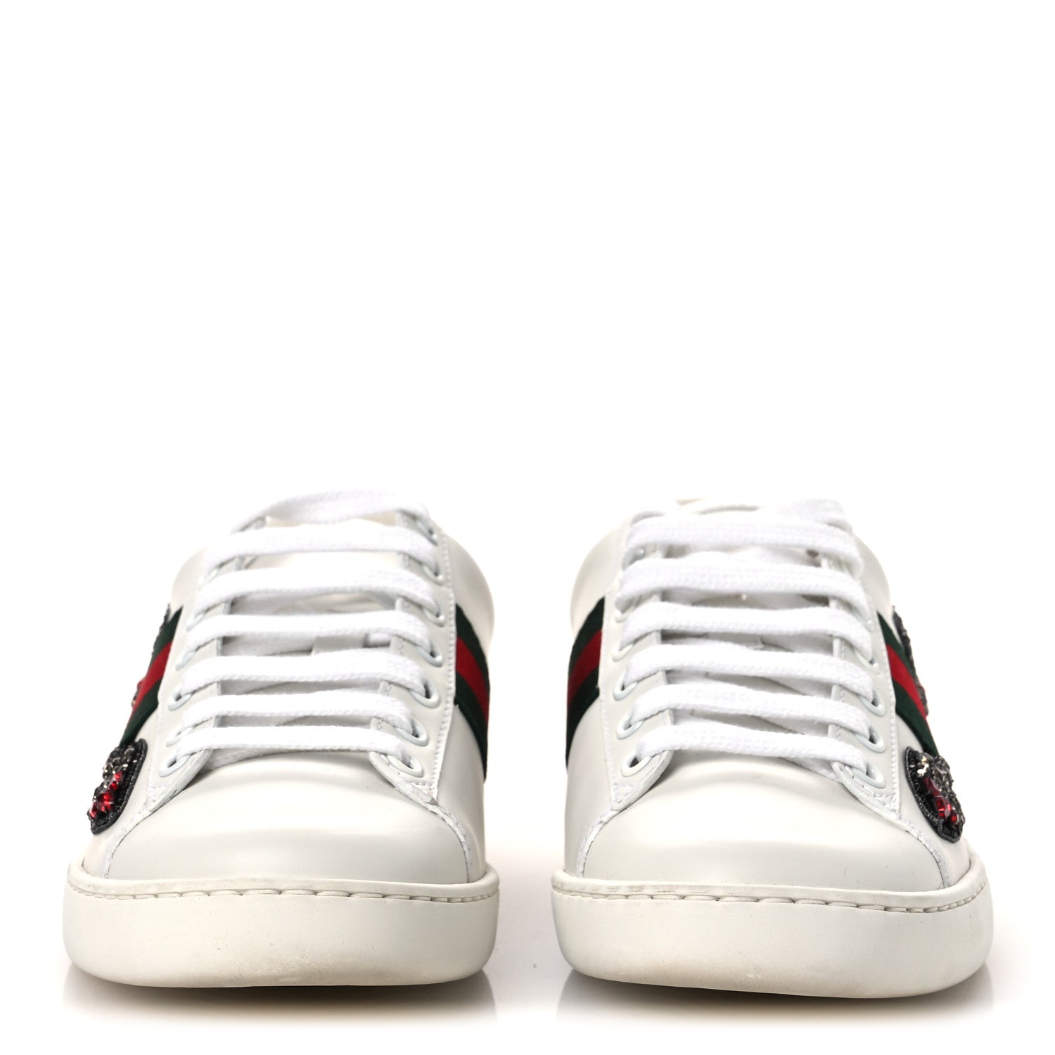 Gucci Calfskin Web Studded Womens Arrow Ace Sneakers 35.5 White 3 of 13
