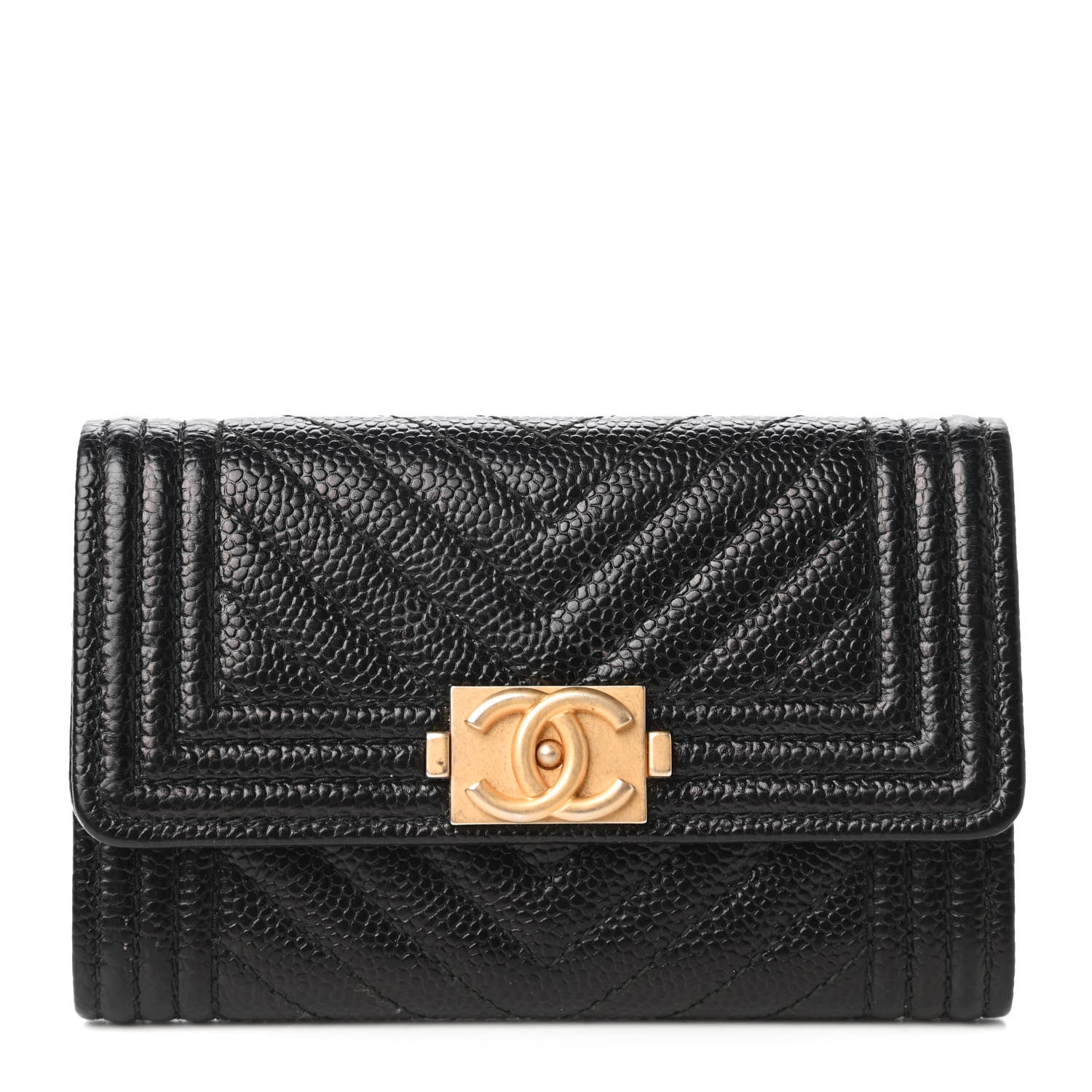 Chanel Caviar Quilted Boy Flap Card Holder Black 1 of 12