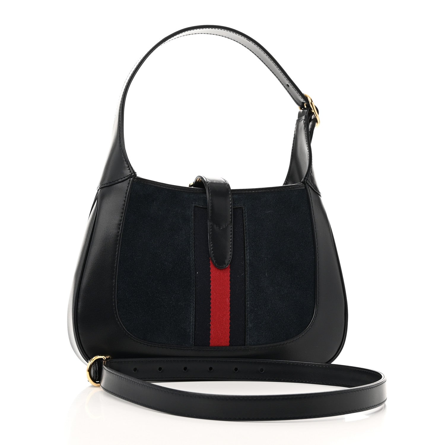 Gucci Suede Boarded Dyana Lux Calfskin Suede Small Jackie 1961 Hobo Navy 3 of 9