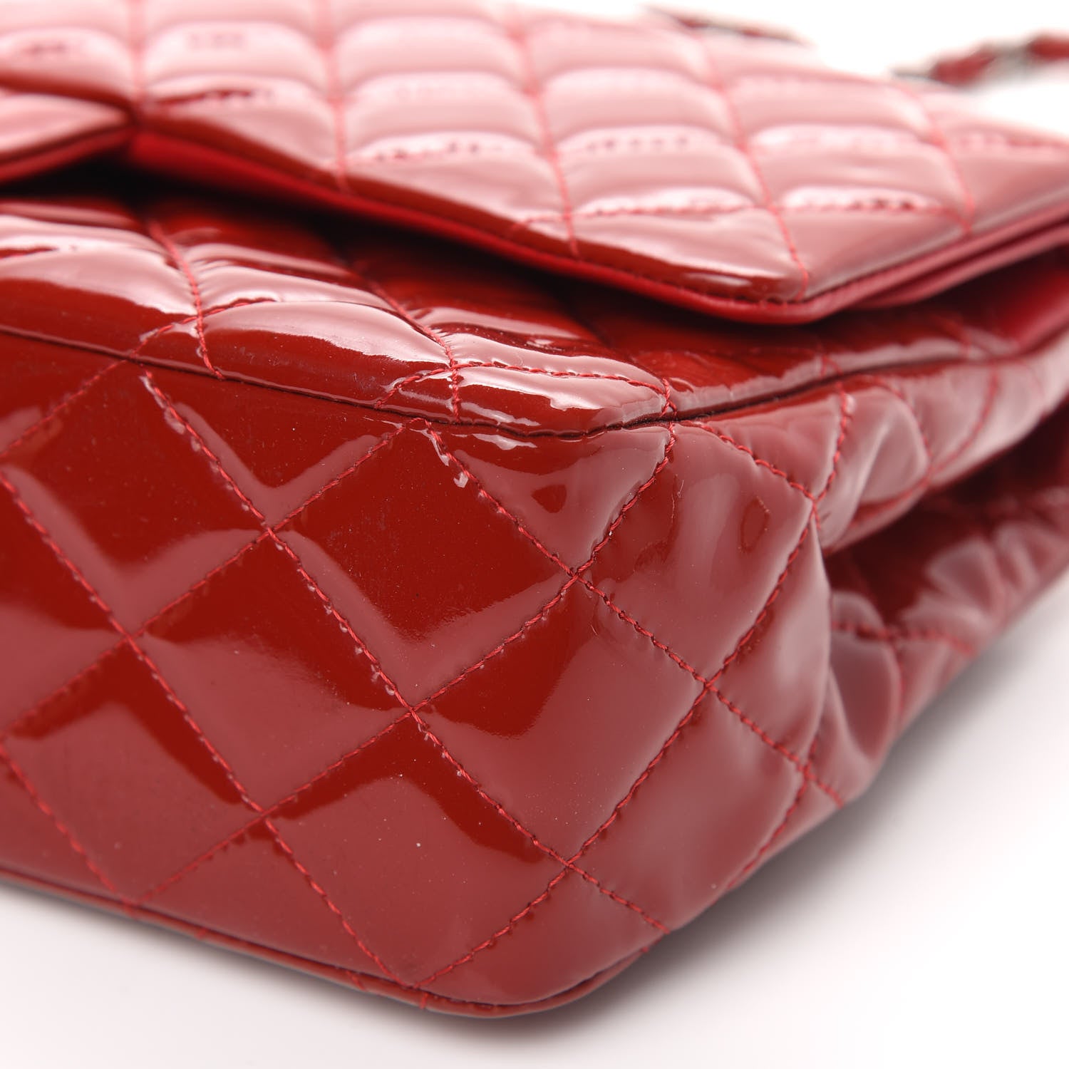 Chanel Patent Calfskin Quilted Medium Double Flap Red 9 of 13