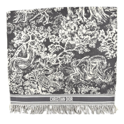 Christian Dior Cotton Toile De Jouy Reverse Towel Grey Ivory 2 of 6