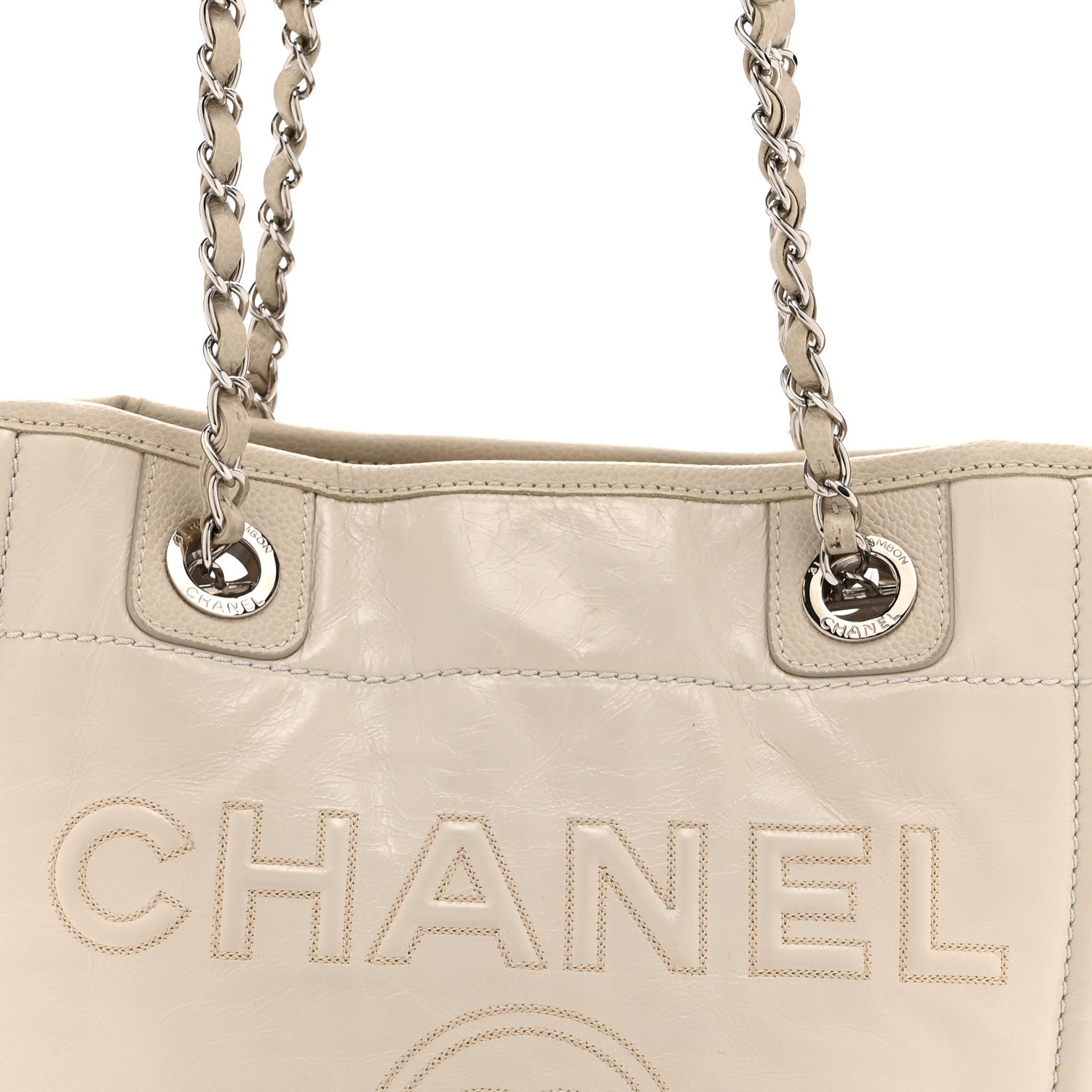 Chanel Glazed Calfskin Mini Deauville Tote White 8 of 10
