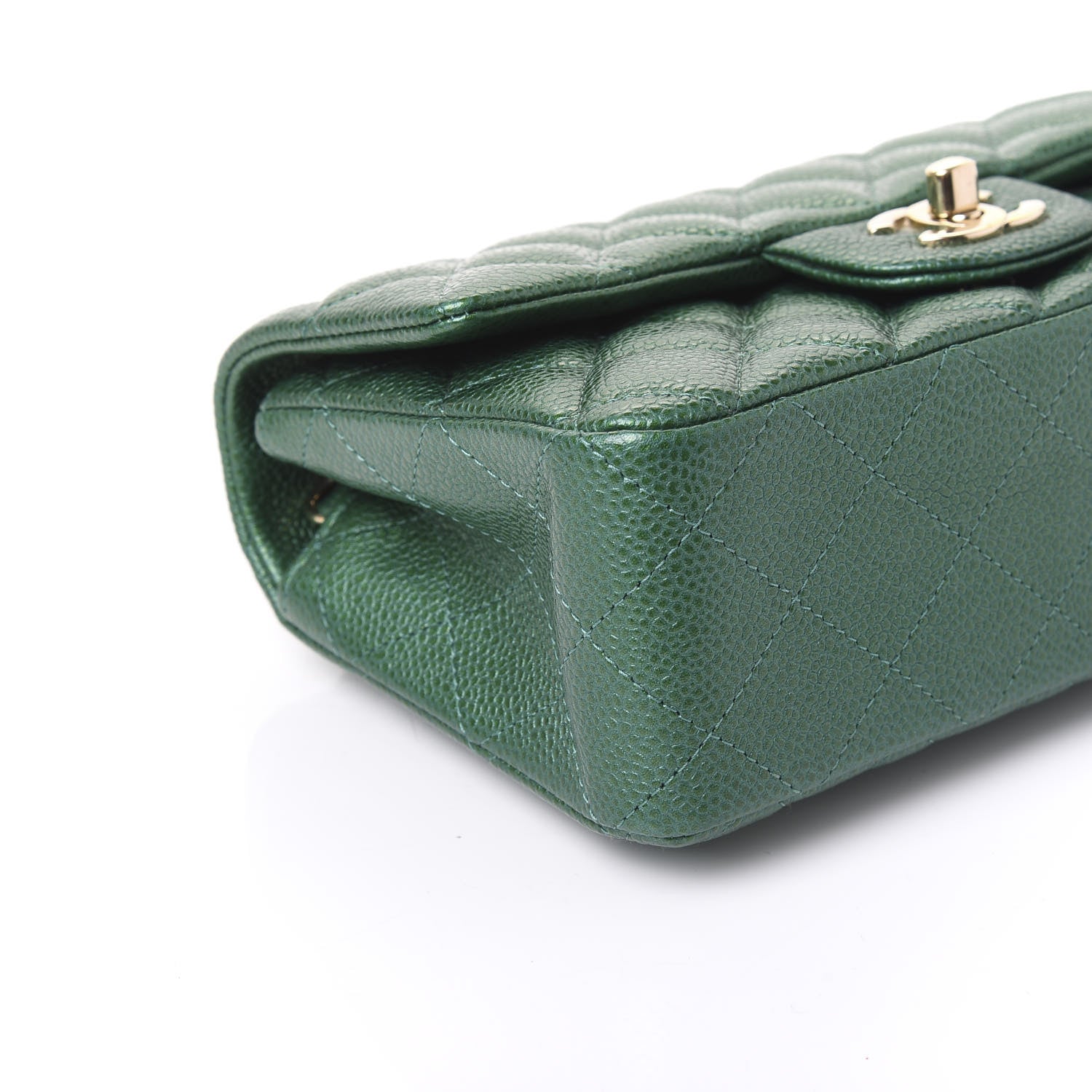 Chanel Metallic Caviar Quilted Mini Rectangular Flap Green 5 of 9
