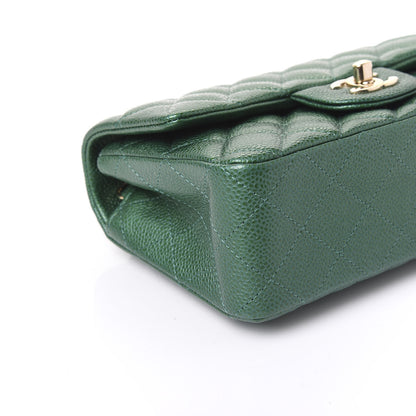 Chanel Metallic Caviar Quilted Mini Rectangular Flap Green 5 of 9